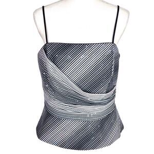 Aspeed Corset Top FLAW Large Black Striped Sequins Shimmery Spaghetti Straps Y2K